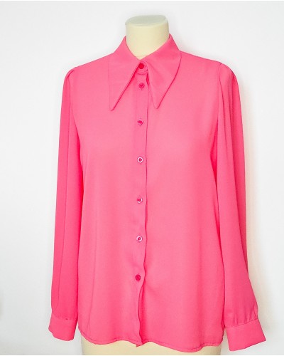 Camisa Cuello Pico Fucsia