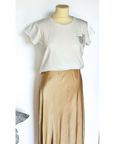 Falda Raso Beige